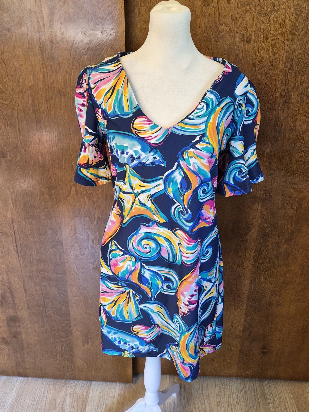 Aryeh Navy Multicolor Shell & Starfish Dress
